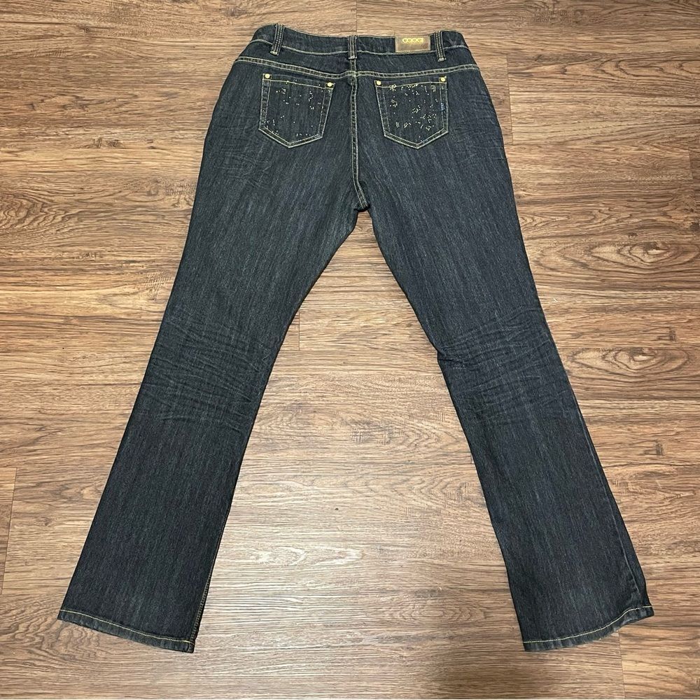 Coogi Women’s Bootcut Rhinestone Jeans Dark Denim Size 14W